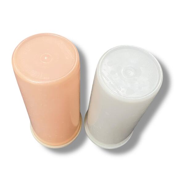 Tupperware 12 oz Tumblers Cups Peach White 115 Lid Seal Set 2 Kitchen Vintage - Picture 3 of 10